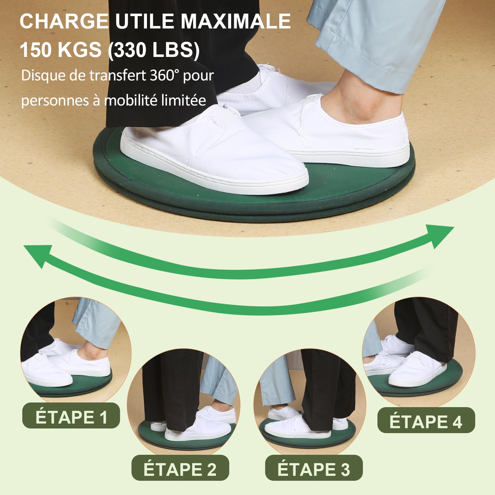 360 Grados Pivot Disco, Plataforma De Transferencia Para Personas Mayores, Discapacitados, Mujeres Embarazadas Para Transferencia De Cama O Silla De Ruedas (Verde)