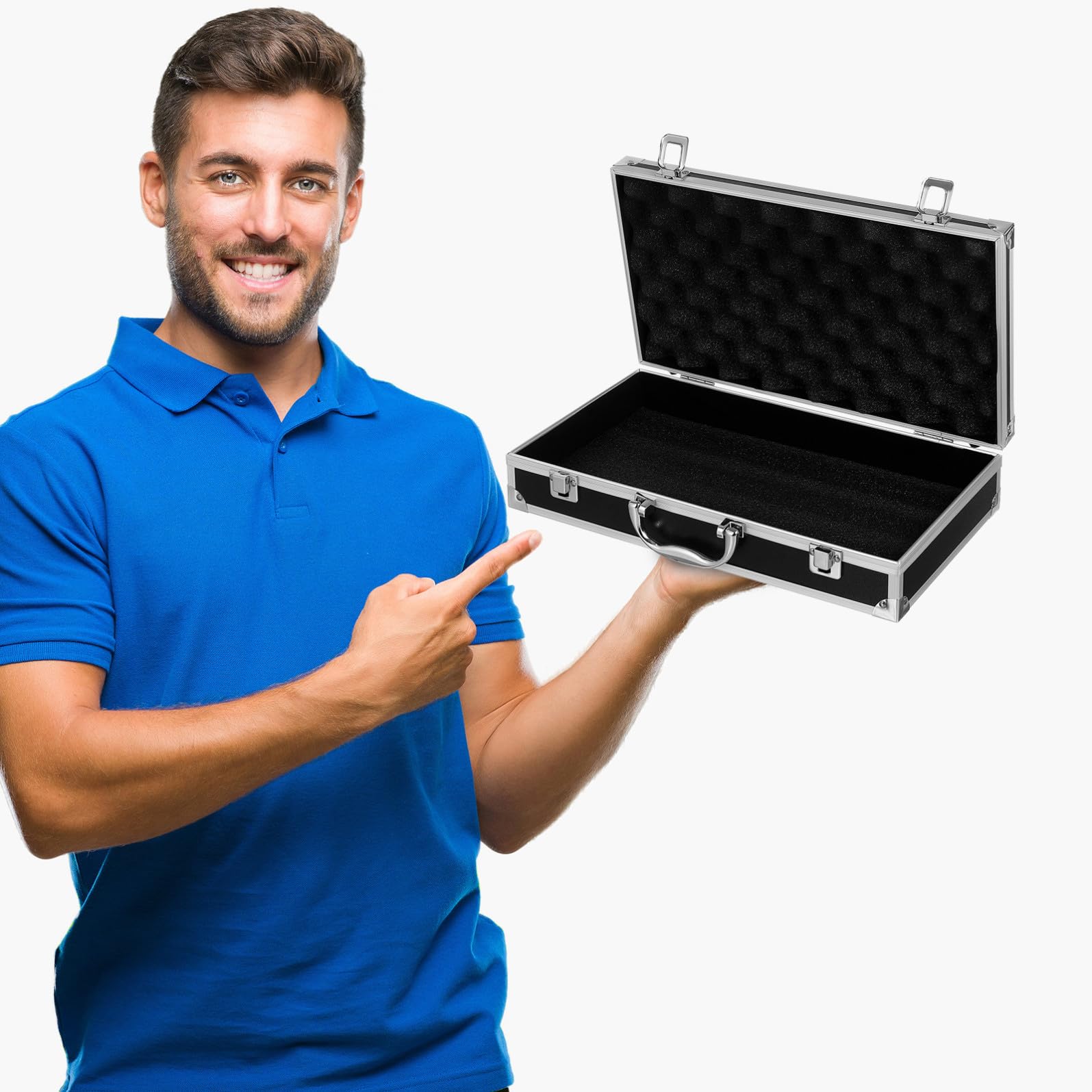 Coffret à Outils en Aluminium Noir, Grosse Capacité, Portable et Sûr