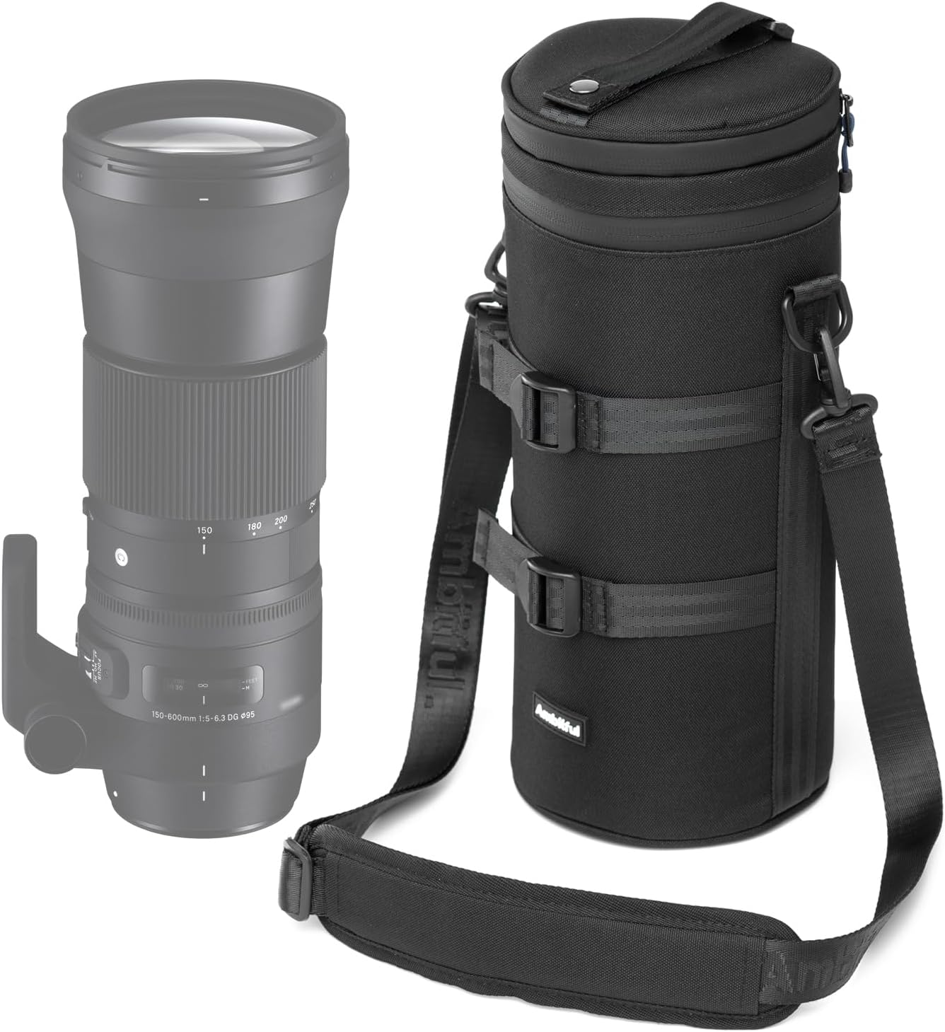 AMBITFUL Thick Camera Lens Pouch Case, Water/Dust/Shock Protection Lens Pouch for DSLR Camera Lens Compatible For Sony, Nikon, Canon,Fujifilm,Tamron Fits Lenses Below 125 × 290 mm (4.92 × 11.42 in)