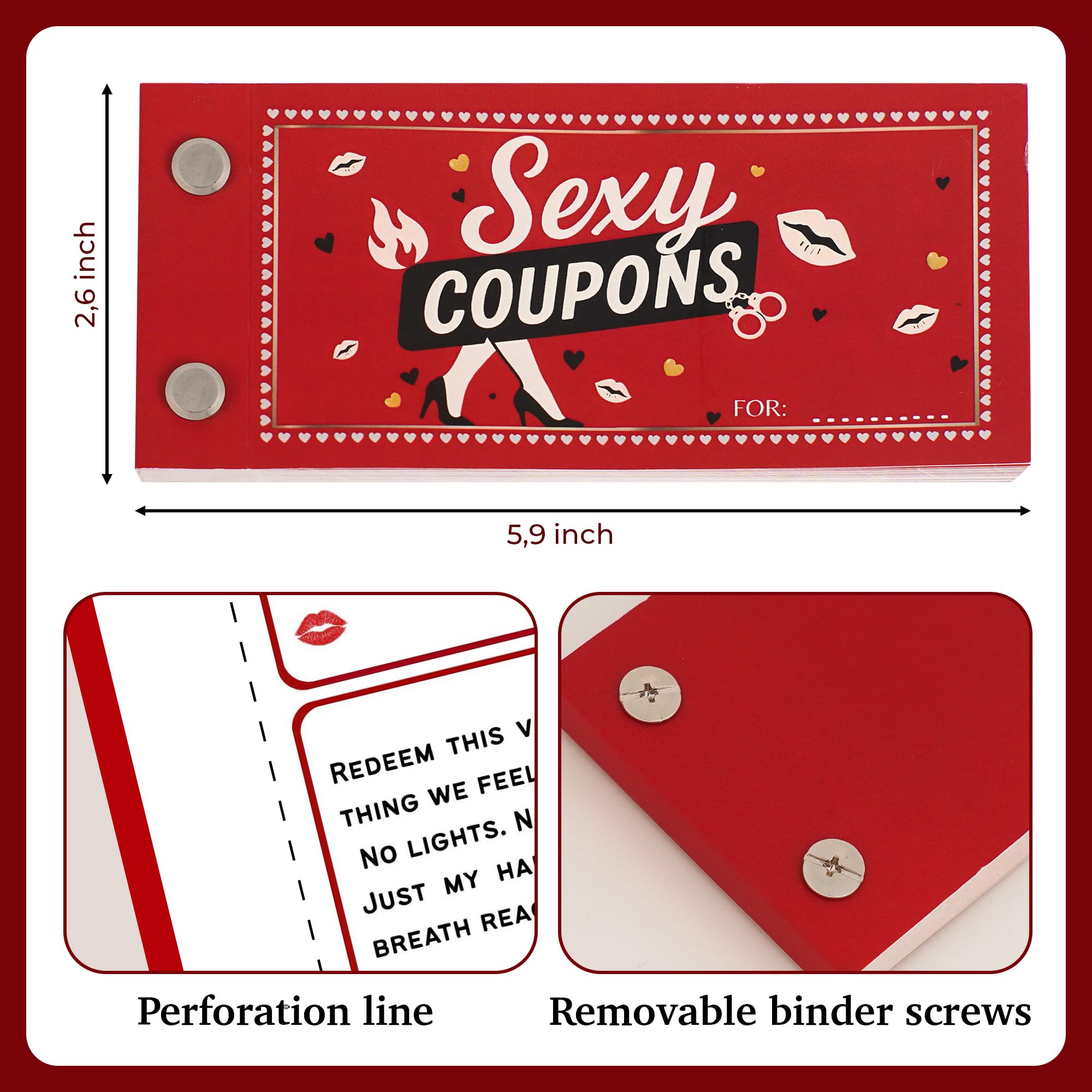 Sexy Coupon Book For Him - 31 Coupons, Spicy Gifts For Him, Boyfriend, Husband, Fiance, Naughty, Fun, Intimate Gifts For Him, Adults, Sexy Time Stocking Stuffers, Date Night Ideas For Couple