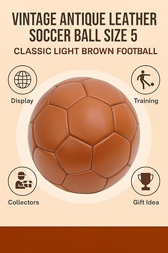 Miniatura 2 de Balón de fútbol Tamaño 5 Cuero antiguo Vintage Marrón Claro Pelota