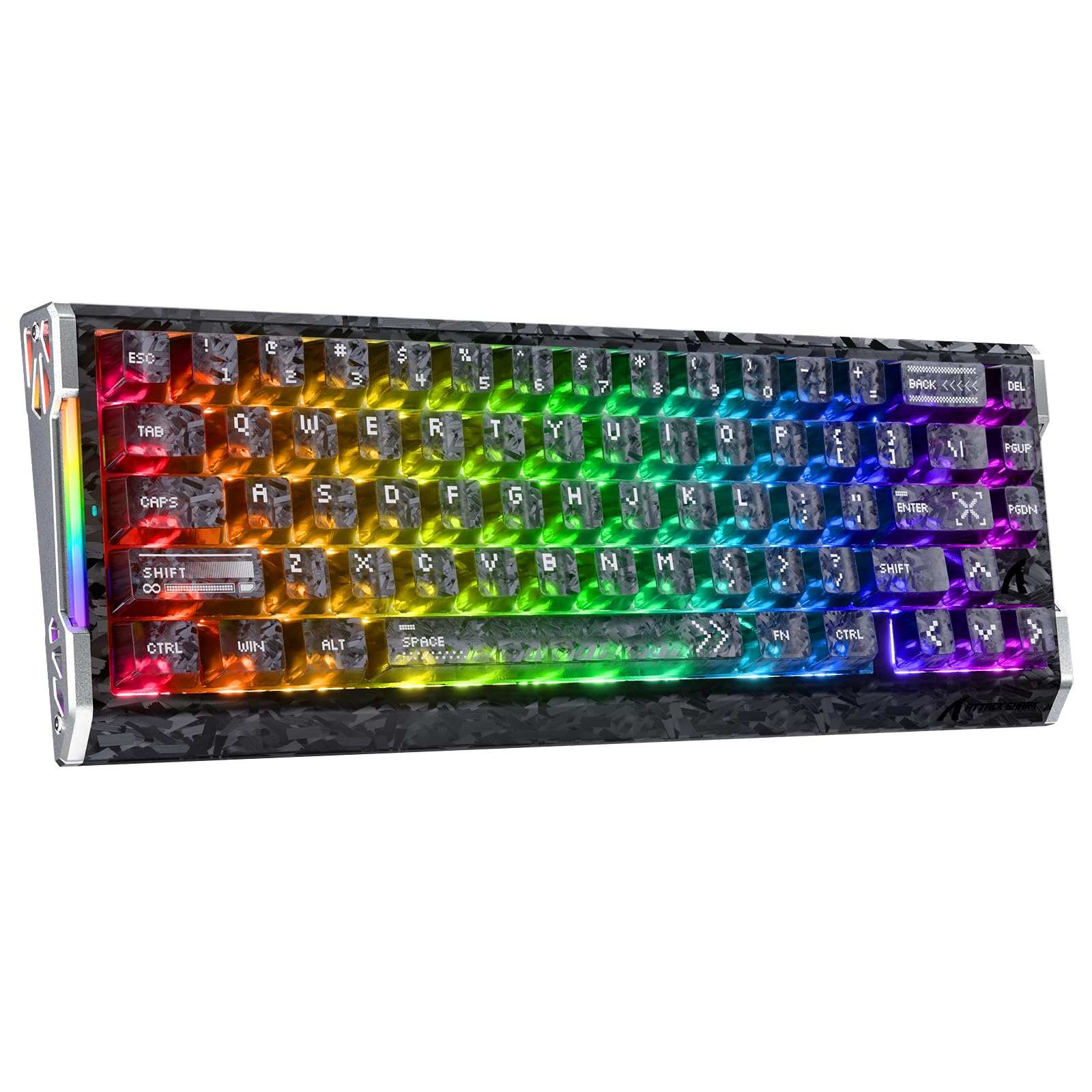 ATTACK SHARK R68 HE Tastiera Gaming Magnetica 8000Hz, Rapid Trigger 0,005 mm, Fibra di Carbonio Forgiata e Alluminio CNC, Snap Tap, Effetto Hall, 60% RGB Cablata, US QWERTY, PC/WIN, Nero Carbone