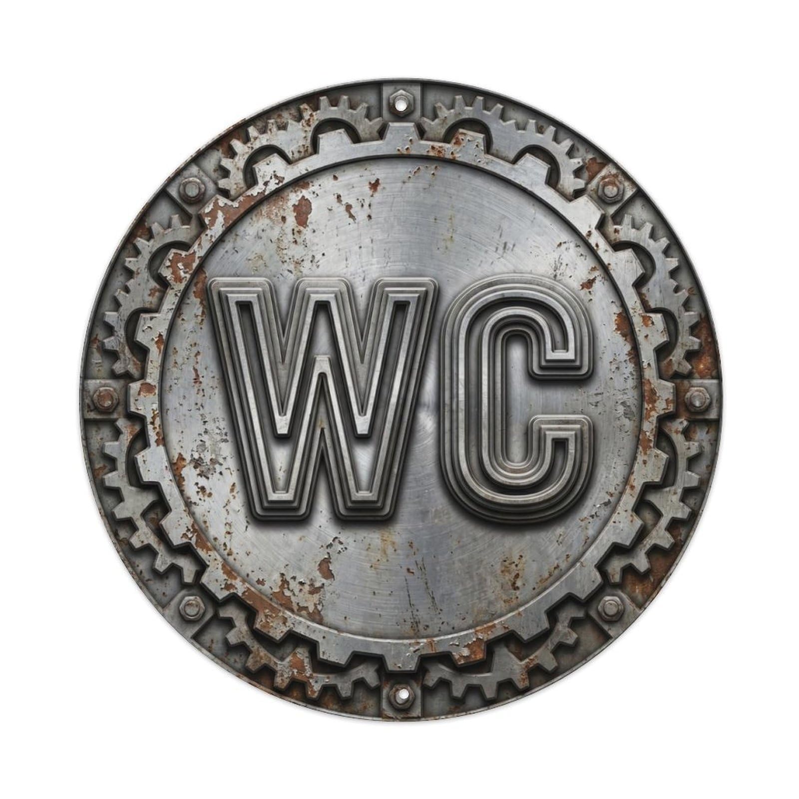 Toilet （WC） Machined Shield Metal Tin Sign Plaque Wall Decor for Cafe, Club Bar, Office, Home Garden Round Metal Poster 8x8Inch