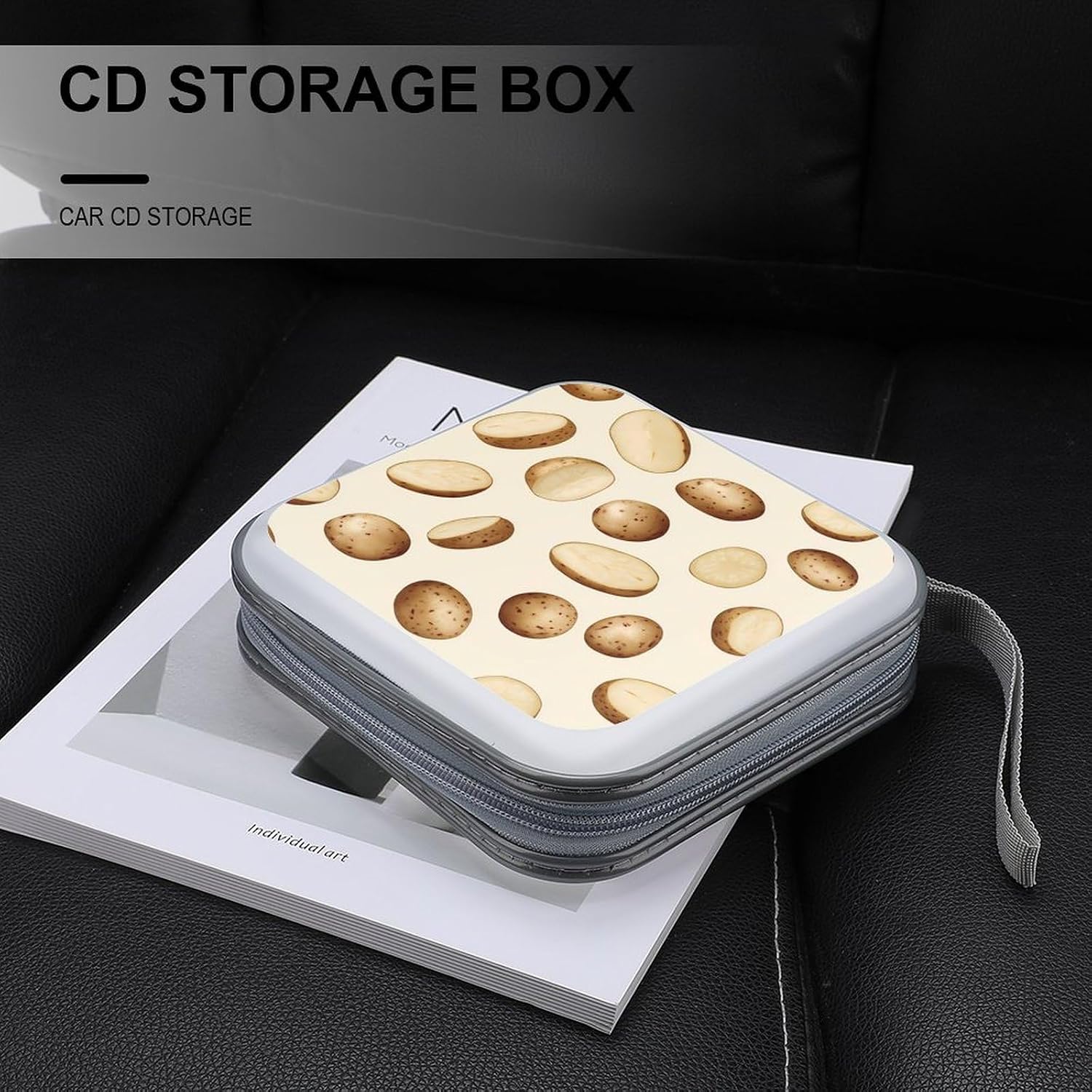 Potatoes And Potato Slices Protective CD Case Storage Rack 40 Capacity DVD Holder Organizer Car Travel