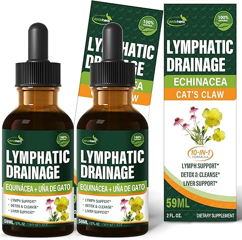 Las gotas de drenaje linfático de equinácea mejoran la limpieza de desintoxicación del sistema linfático, cuchillas, cardo mariano, garra de gato,