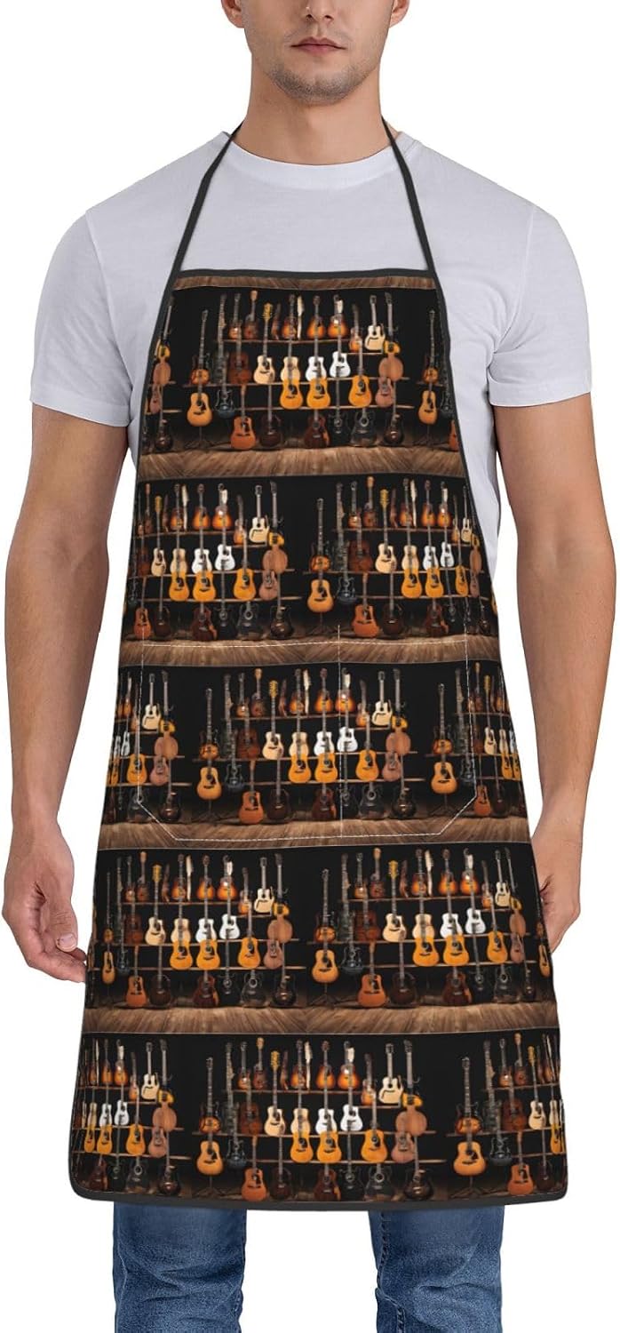Guitar Bass Music Musical Instruments Kitchen Cooking Baking Aprons With Pockets Thanksgiving Christmas Birthday Gifts For Chef image 3