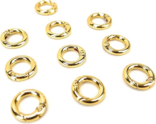 Miniatura 4 de 10 piezas de mosquetones redondos dorados de 0.453 in de resorte de 0.453 in, hebillas a presión para llavero, bolsa, monedero, fabricación de