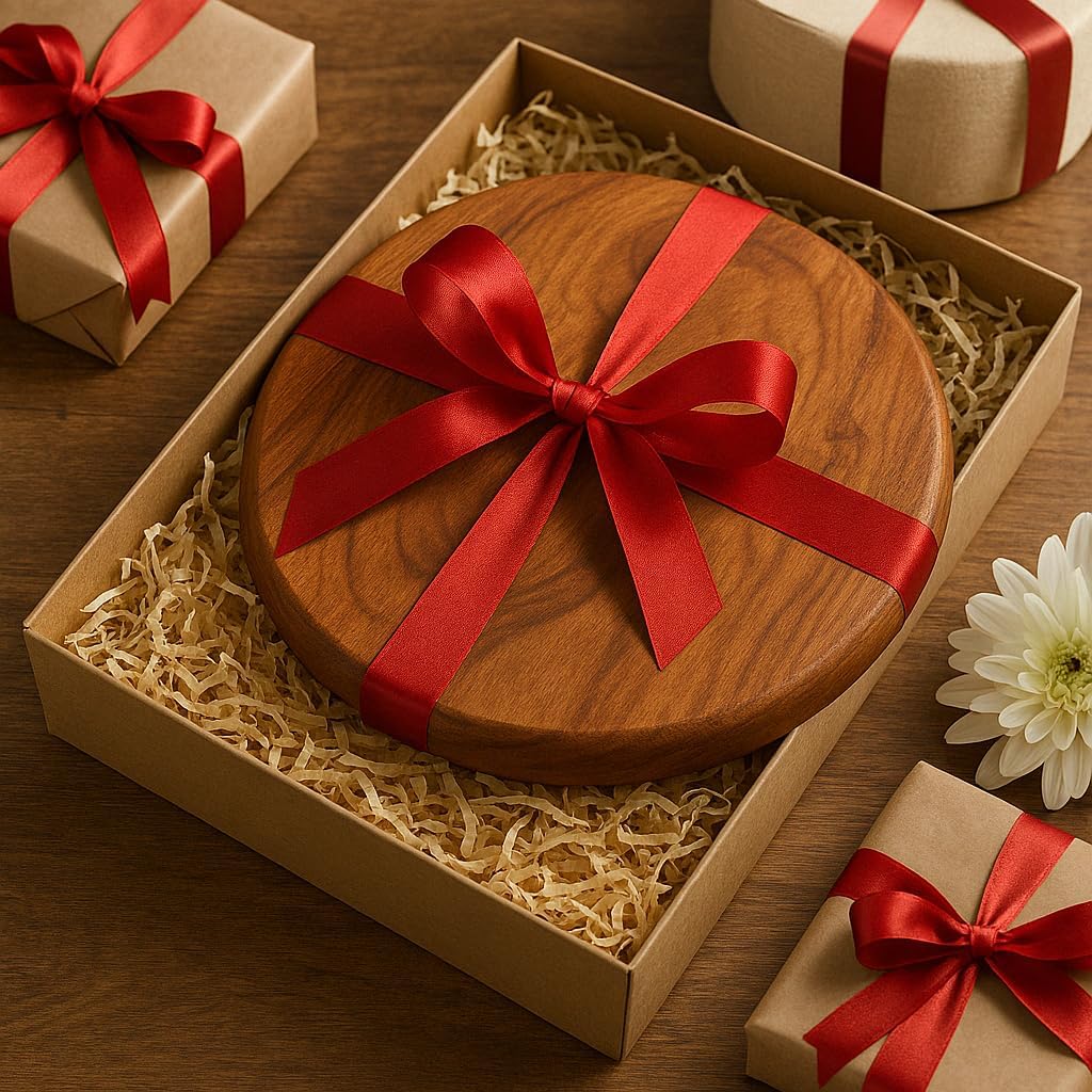 Natural Wood Plates. Wooden Charcuterie Platter-Cheese and Cold Cuts Board, Rustic Centerpiece, Decorative Appetizer Serving Tray-Ideal for Gifts and Gatherings. Acacia, 12 Inch