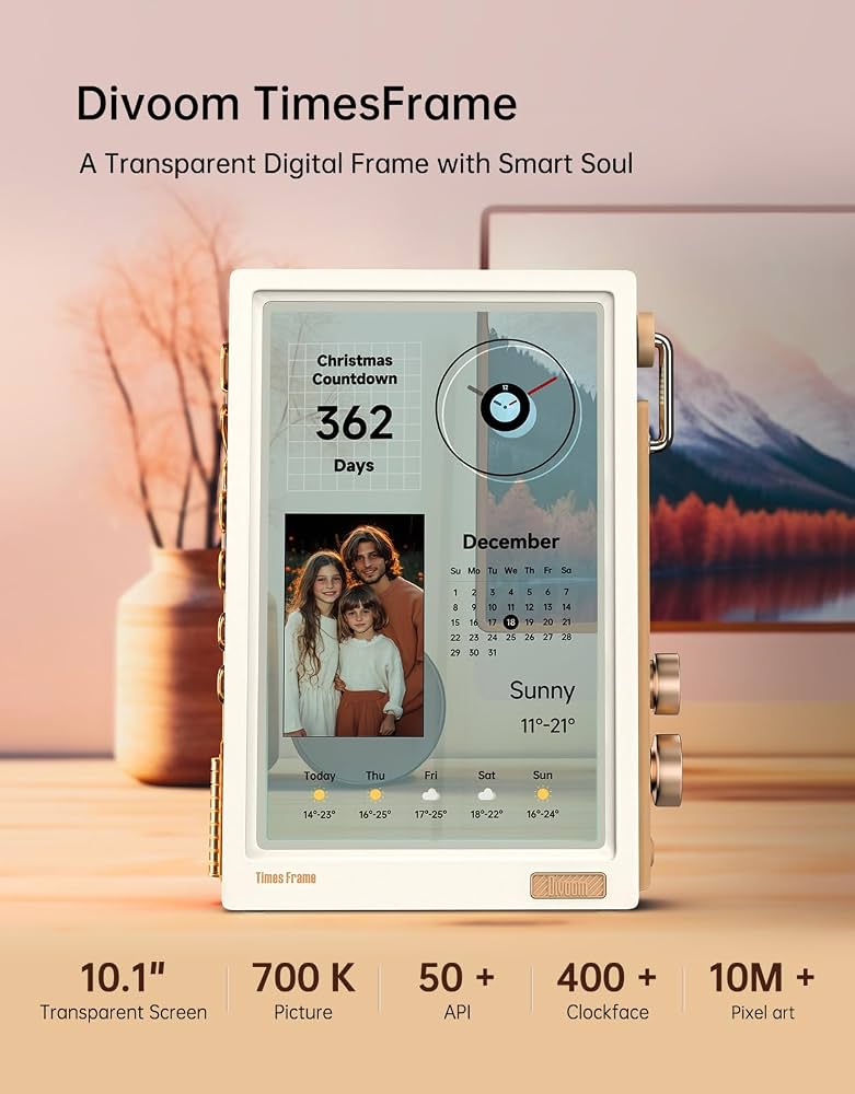 Divoom Times Frame, 64GB Memory, 10.1-Inch Electronic Photo Frame
