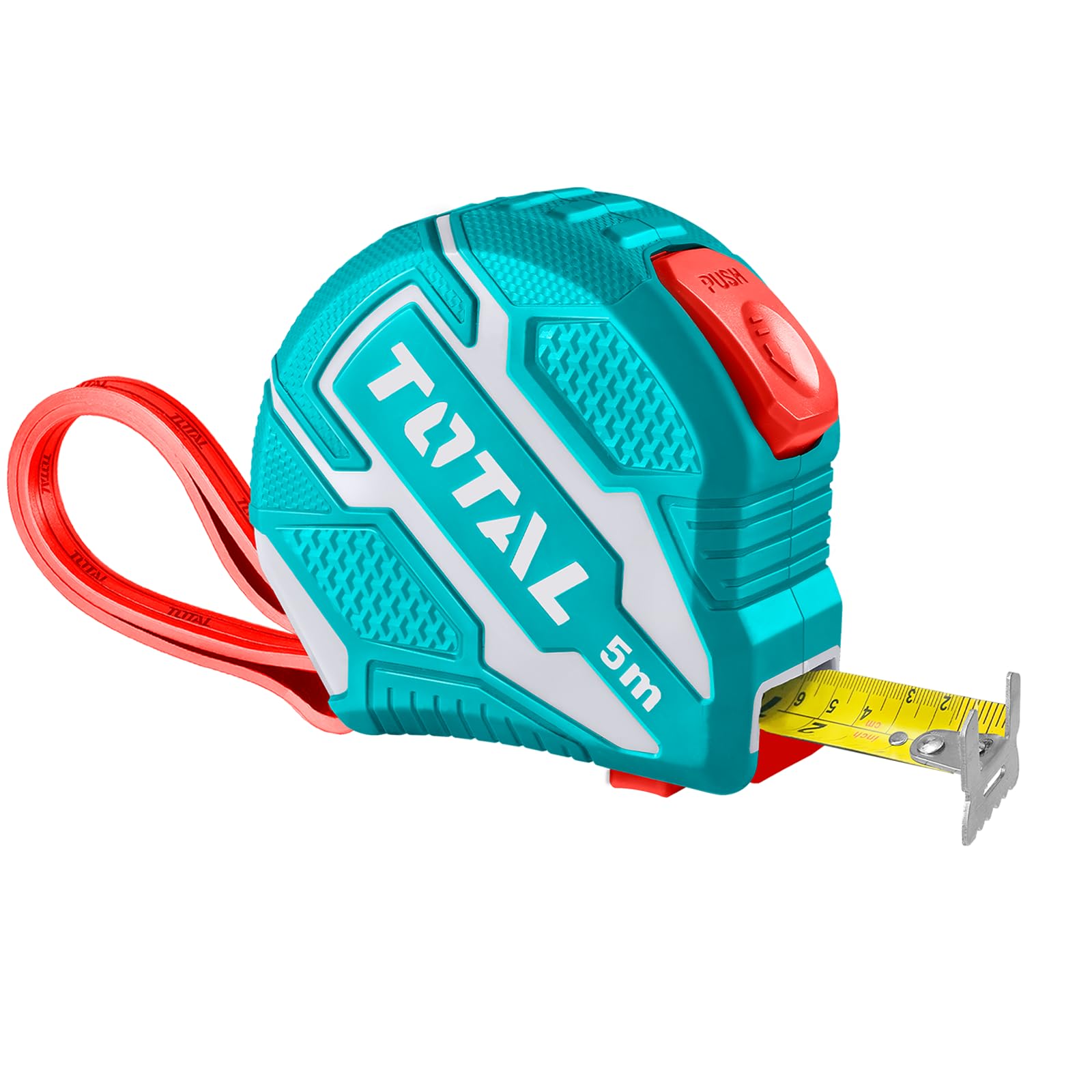 TOTAL 5m x 19mm Auto-Lock Steel Measuring Tape with Double Sided Metric & Inch Scale, Matte Anti-Glare Blade, Shockproof Rubber Case with Belt Clip Tape Measure for Construction Use-image-42