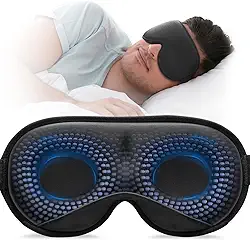 Máscara de dormir YFONG, pesada (120 g), máscara 3D bloqueadora de luzes, máscara de alívio de pressão para os olhos, para sono noturno com alça ajustável, para viagem, soneca e ioga, preta
