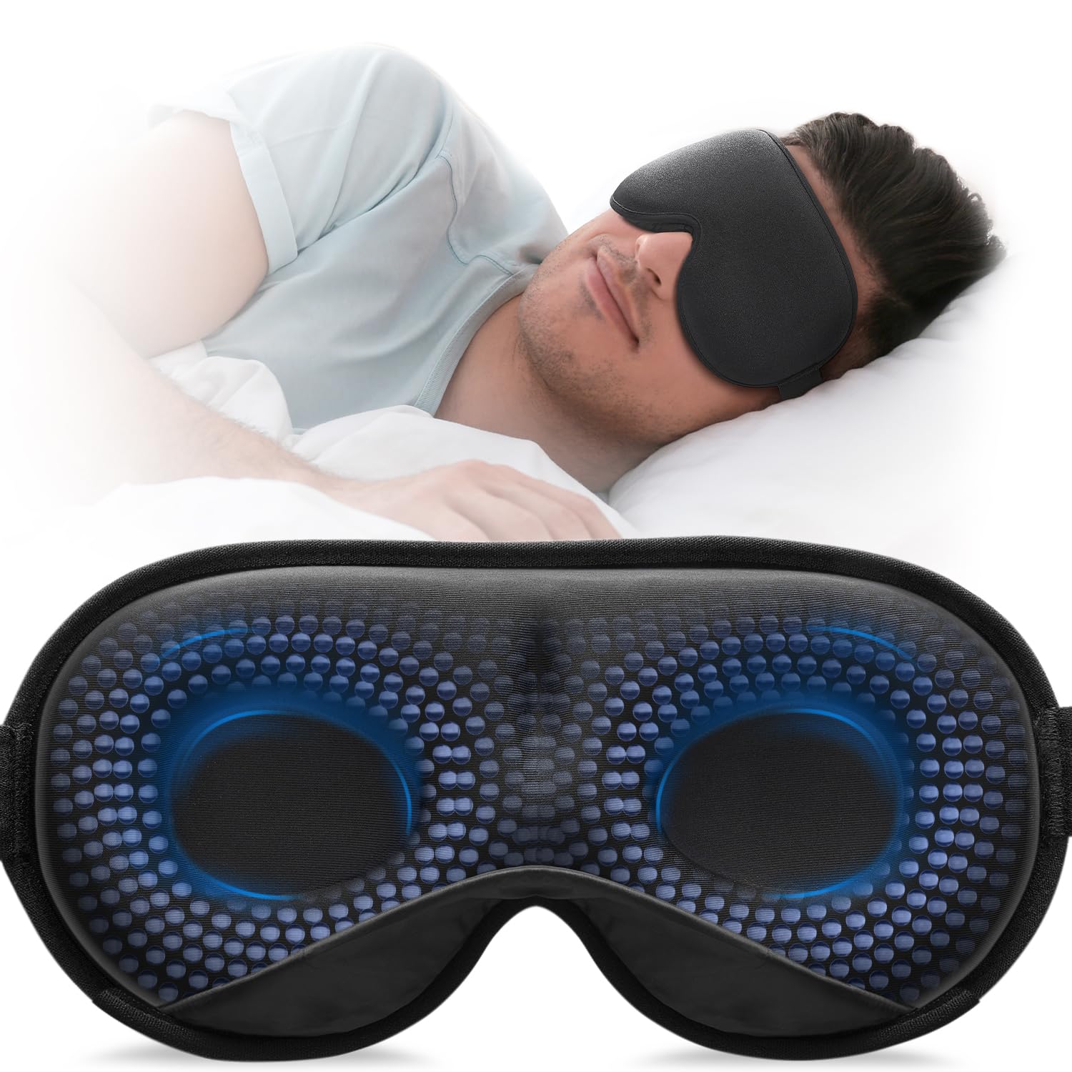 YFONG Weighted Sleep Mask Women Men 3D Blocking Lights Sleeping Mask 4 2oz 120g Pressure Relief Night Sleep