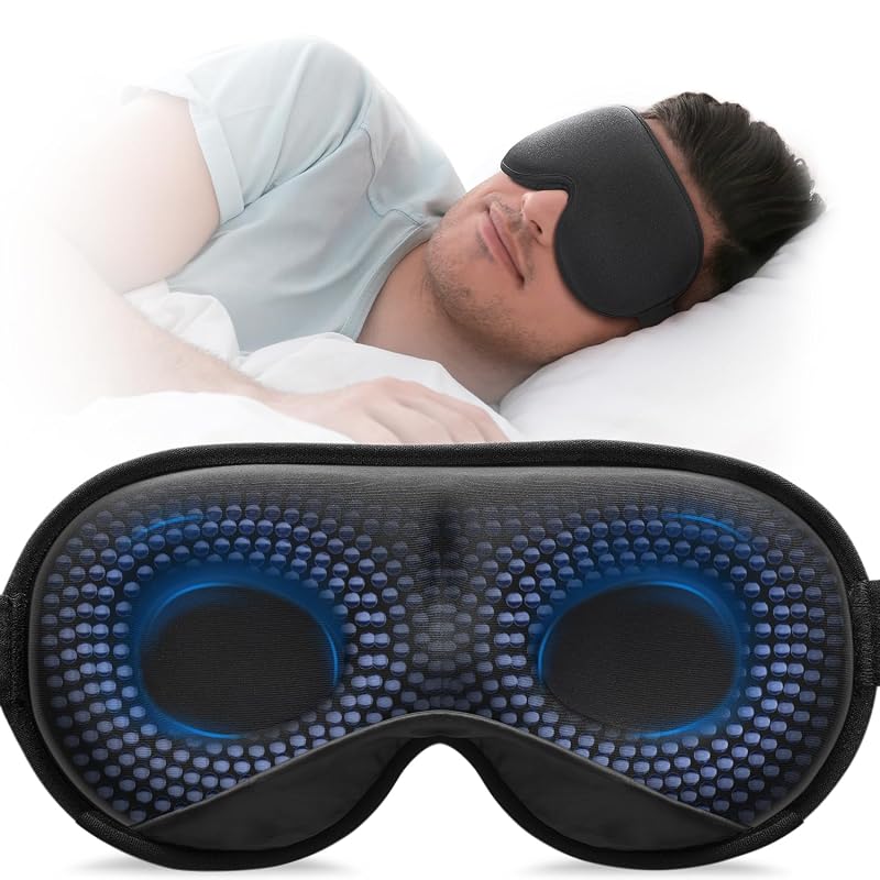 YFONG Weighted Sleep Mask for Women Men, 3D Light Blocking Eye Mask, Black