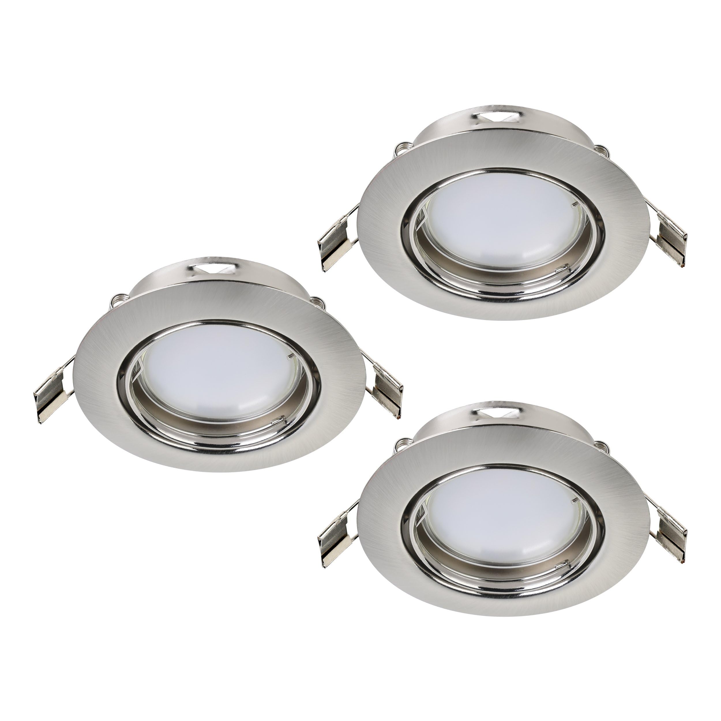Eglo Set de 3 spots encastrables Peneto, ensemble en acier nickel mat, 3