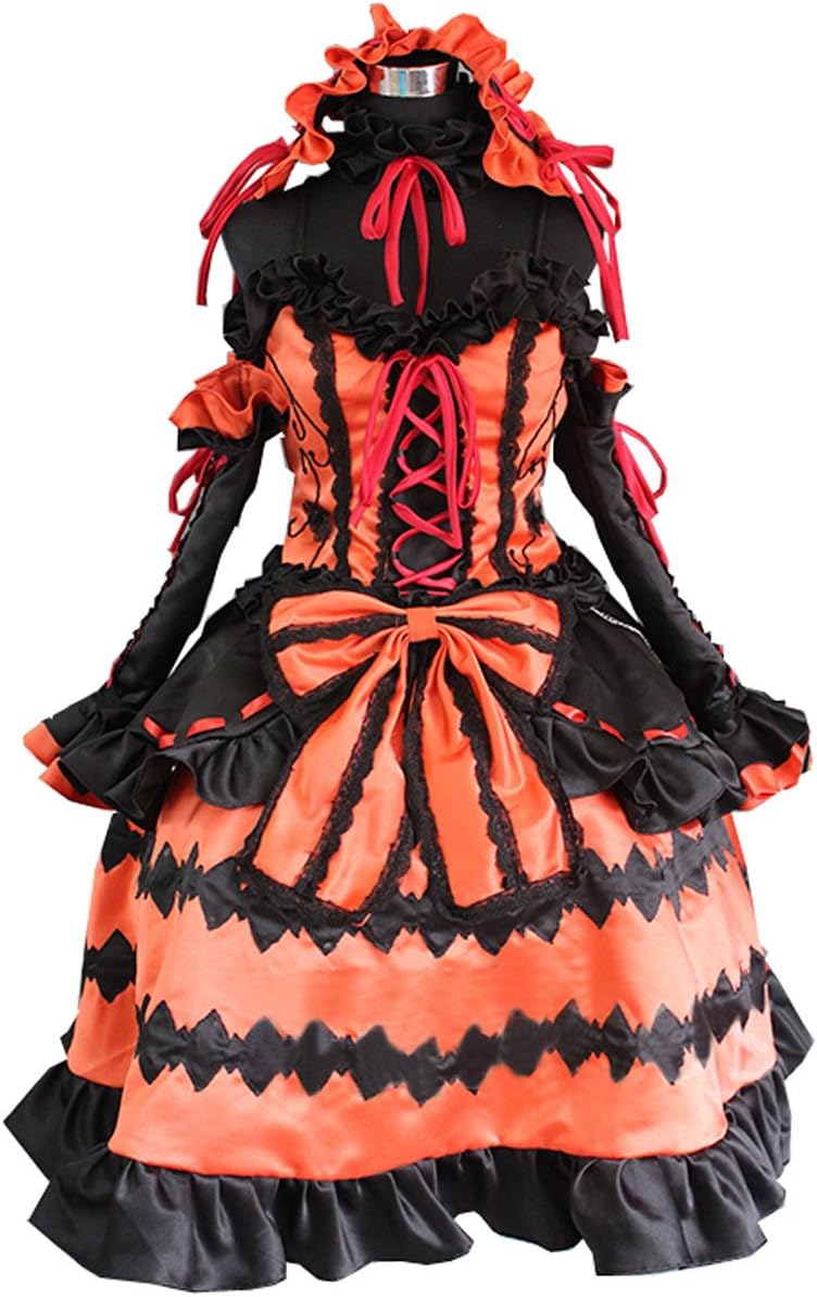 Anime Tokisaki Kurumi Gothic Lolita Dress Wig Outfits Uniform Cosplay Costume-Made (Female XL)
