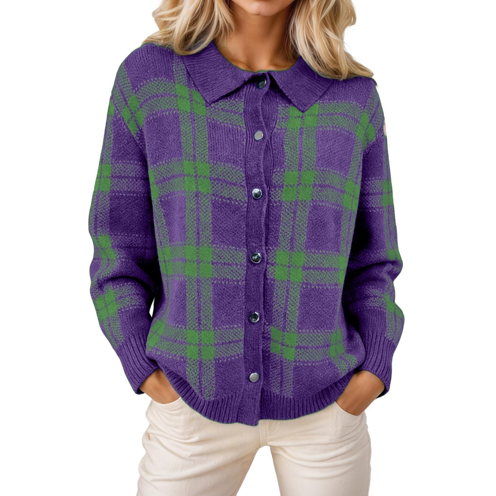 Generisch Maglione casual a maniche lunghe con apertura frontale, perfetto per l'inverno, versatile, elegante, per tutti i giorni, ufficio, attività all'aperto