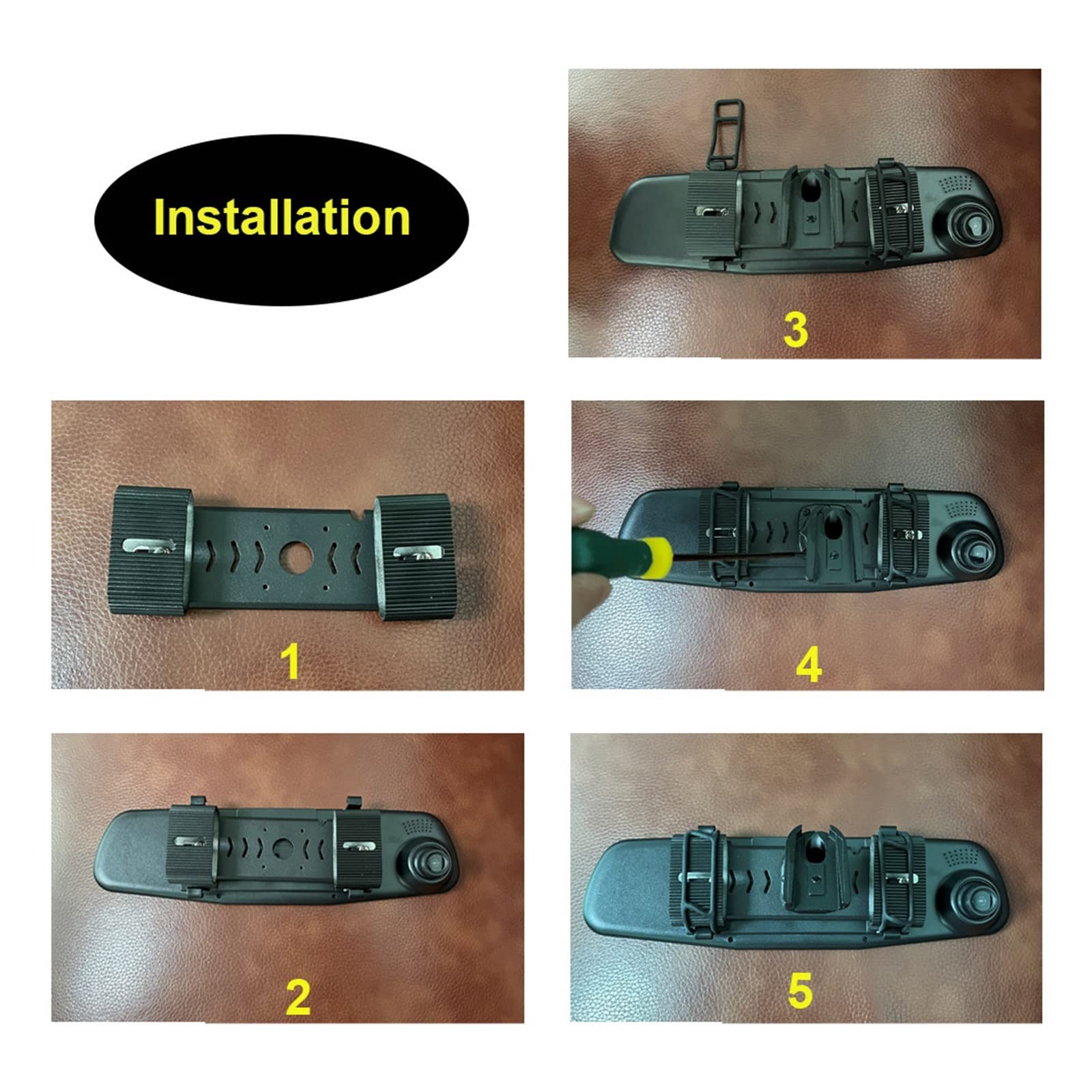 Xuanqingyi Store Uniwersalny uchwyt ze stopu aluminium kompatybilny z rejestratorem samochodowym. Uchwyty na lusterko wsteczne. Rejestrator wideo. Metalowy wspornik. Uchwyt na kamerę na deskę rozdziel