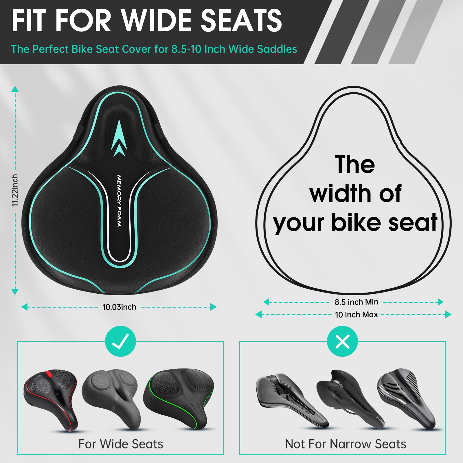 MSDADA Housse de siège de vélo rembourrée en Mousse à mémoire de Forme pour Homme et Femme, Accessoires de vélo Confortables pour vélo, extérieur et intérieur (Vert)
