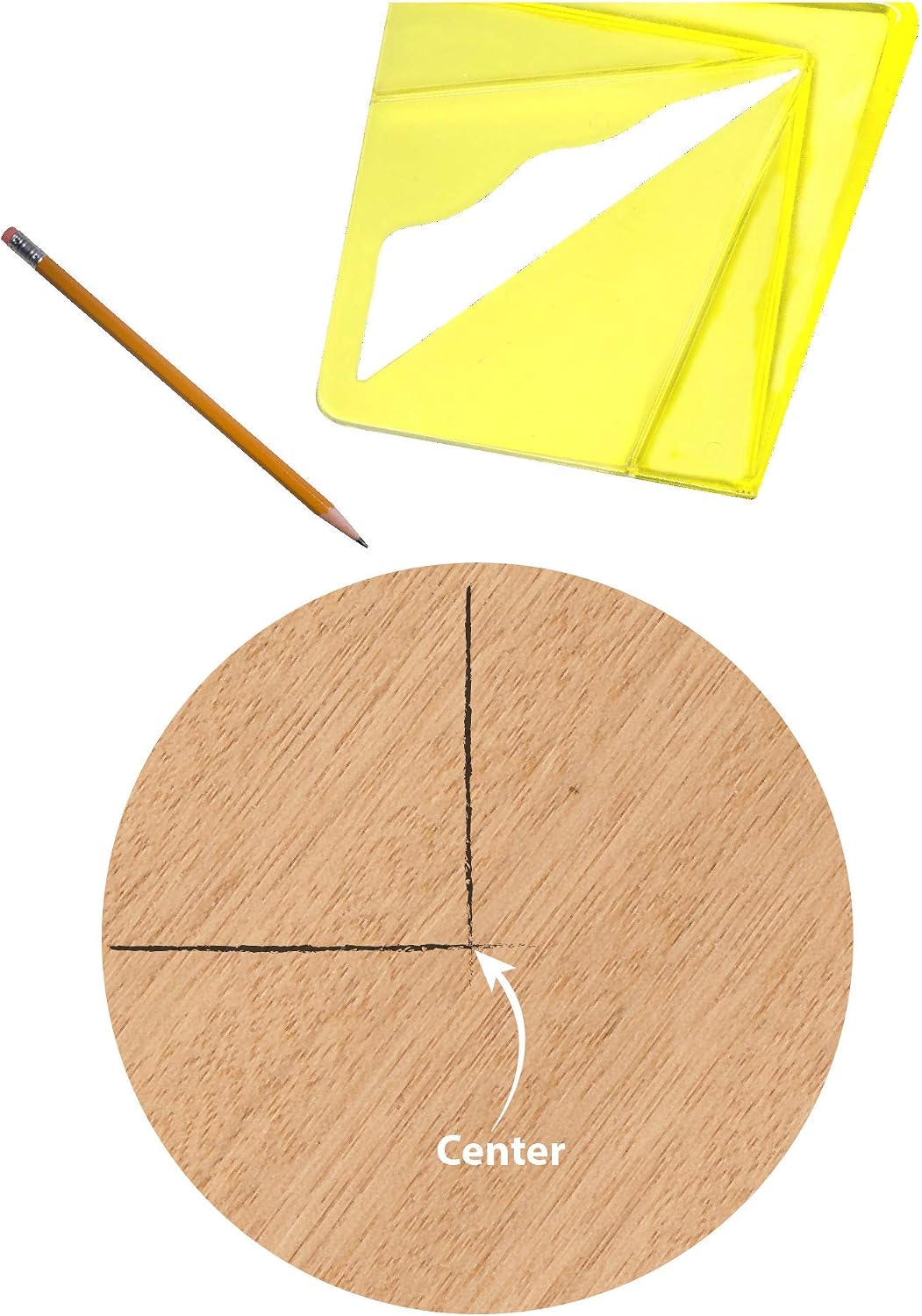 Yellow Transparent Center Finder for 8 inch Square Round, Octagon and 5-3/4 inch Hexagon Shaped Material Ideal For Woodworkers, Carpenters or Around the Home …