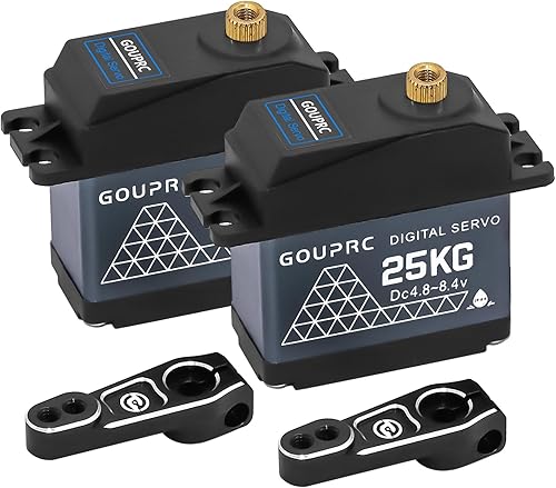 GOUPRC - Servo digital de alto par de torsión de 55.1 lbs, resistente al agua y acero inoxidable con brazo servo 25T para servo de automóvil a
