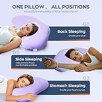Vista 5 de Almohada de Espuma Viscoelástica Cloud Contour con Diseño Ergonómico para Dormir Cómodamente y Reducir los Ronquidos, Almohada para Cuello