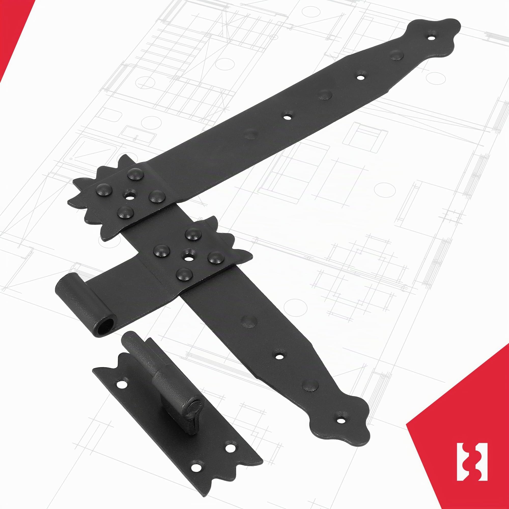 KOTARBAU® Fascia angolo finestra 250 x 230 mm con serratura 4 pezzi angolo piatto angolo cerniera connettore angolo morsetto nastro cardine decorativo rivestimento in polvere nero