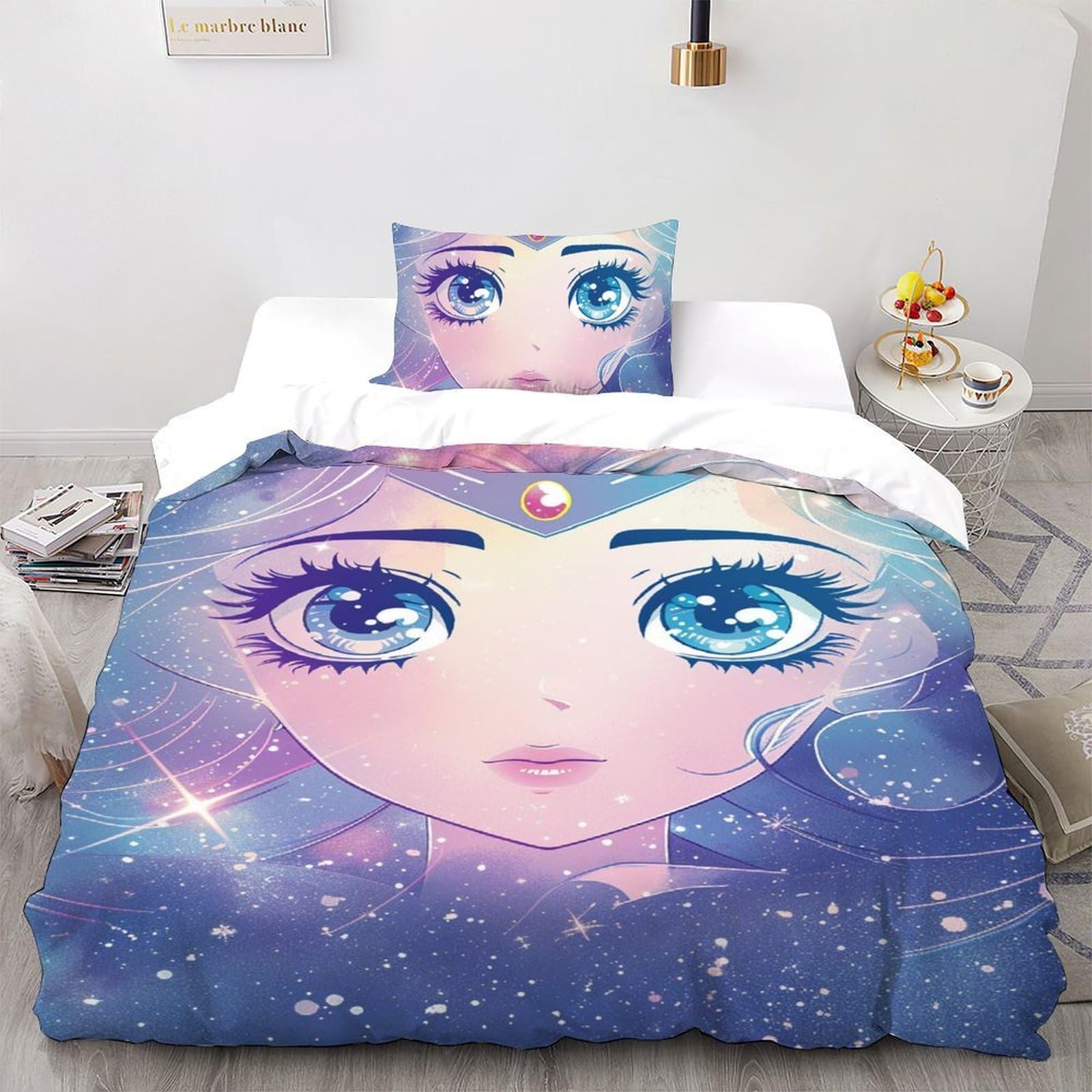 Housse de couette douce motif fille et étoiles pour illuminer les nuits de votre enfant