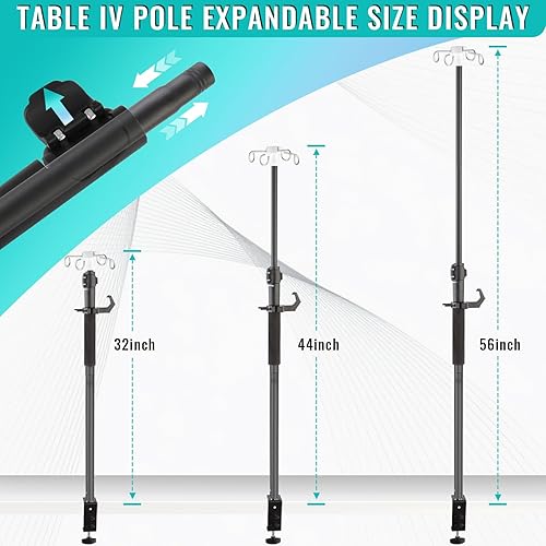 Miniatura 2 de Crilealym Postes de mesa IV, soporte telescópico de escritorio IV de 32 a 56 pulgadas con 4 soportes para bolsas IV, poste de extensión de tubo