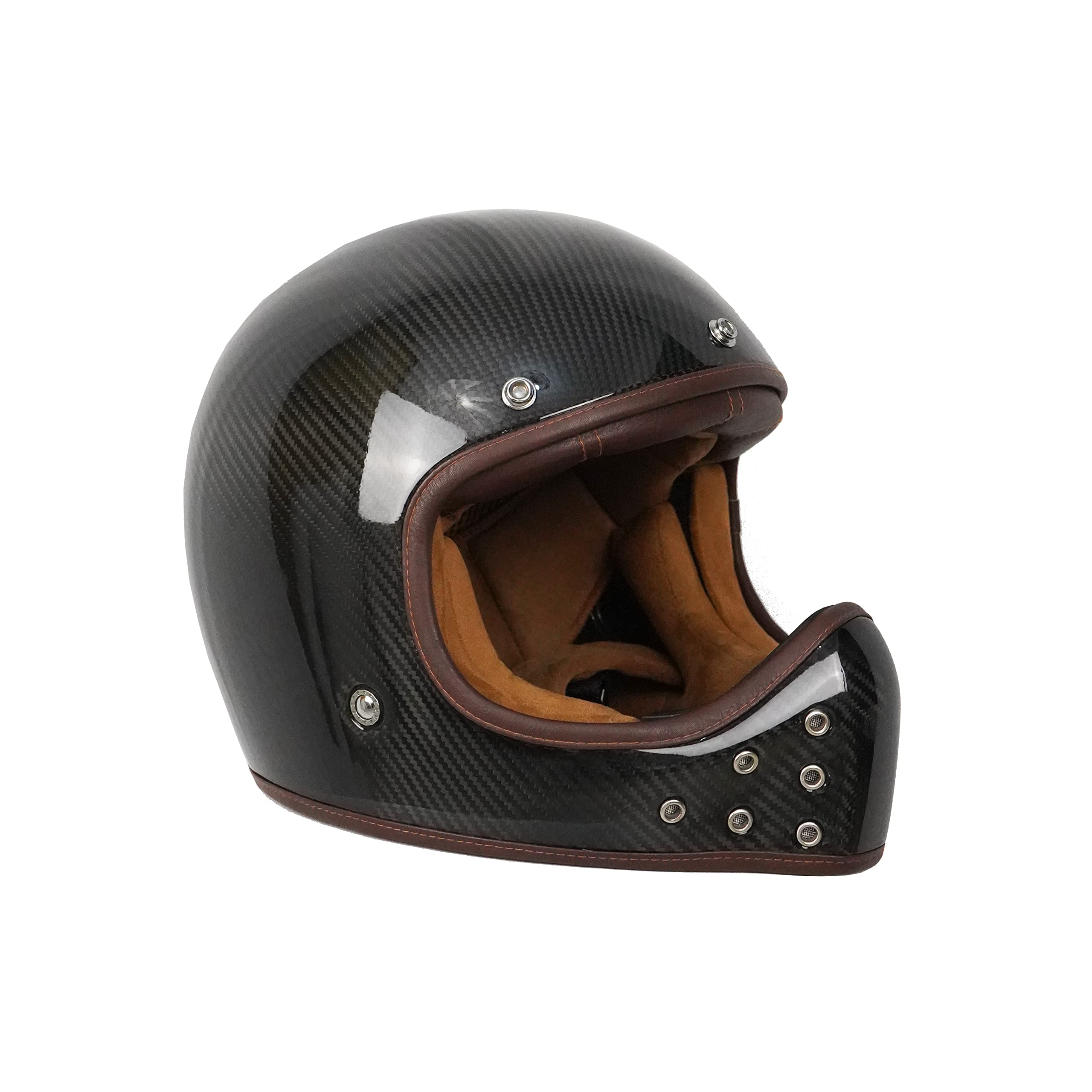 BY CITY | Casco Moto The Rock Carbon Black Unisex | Casco Integral de Fibra de Carbono | Sistema de Fijación de Doble Anilla y Ventilaciones | Interior Desmontable y Lavable | Estilo Clásico o Retro