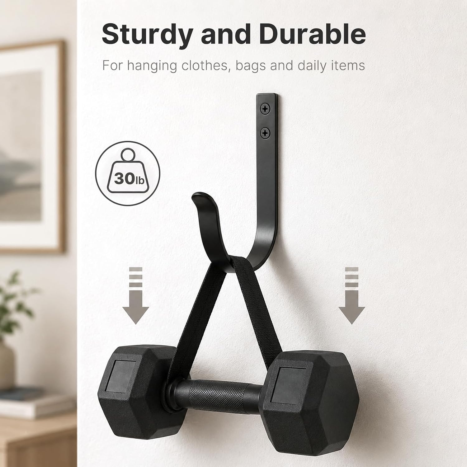 POZEAN 12 Pack Black Coat Hooks, Heavy Duty Wall Mounted Single Prong Hooks