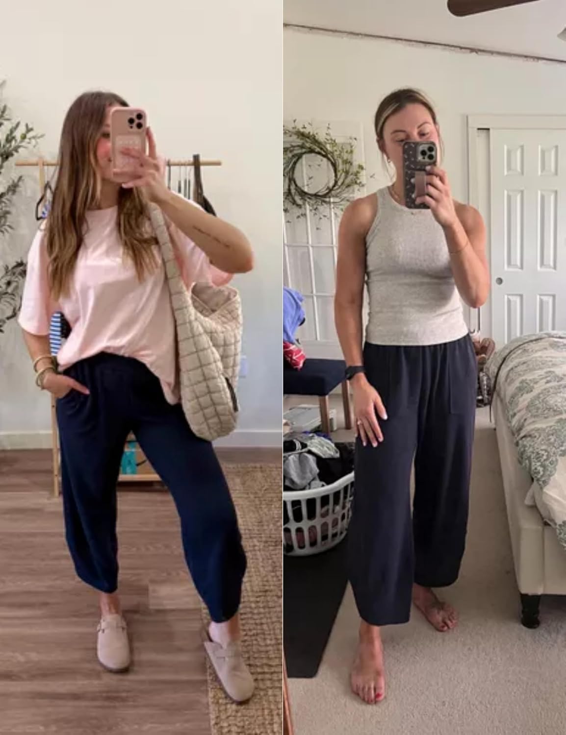 Xiaoxuemeng Womens Baggy Wide Leg Pants Casual Elastic Waisted Palazzo Harem Pants with Pockets