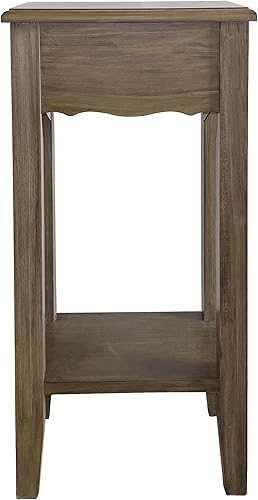 Miniatura 4 de Mesa auxiliar estrecha pequeña con cajón y estante de madera sólida para sofá, mesa auxiliar delgada para mesita de noche para espacios pequeños,