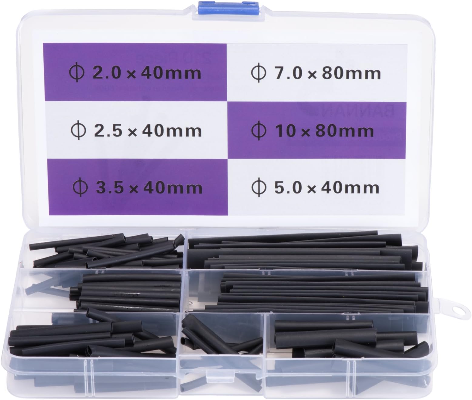 UM-E0100 Electrical Heat Shrink Wire Wrap Assortment, Black, Various, Set of 210 Piece