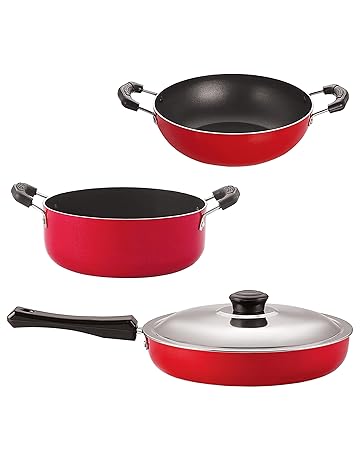Nirlon 3 Layer Aluminium Non-Stick Coated Chemical Free Healthy Kitchenware Utensil Gift Item Set of 4 Pieces (FP10_KD12_CS24)