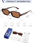 VANLINKER Retro Rectangle Polarized Sunglasses for Women Men Small 90s Style Vintage Trendy Narrow Rectangular Frame VL9813