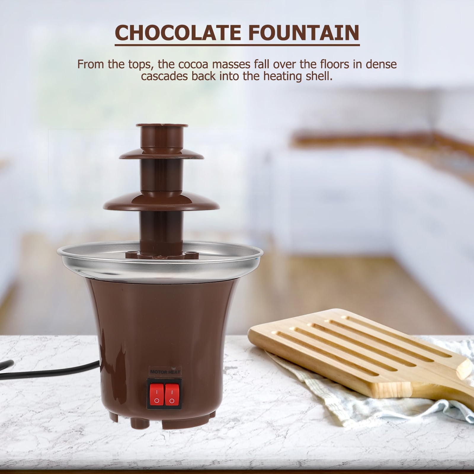 Fontaine de Chocolat à 3 Niveaux, Montage Facile, Marron