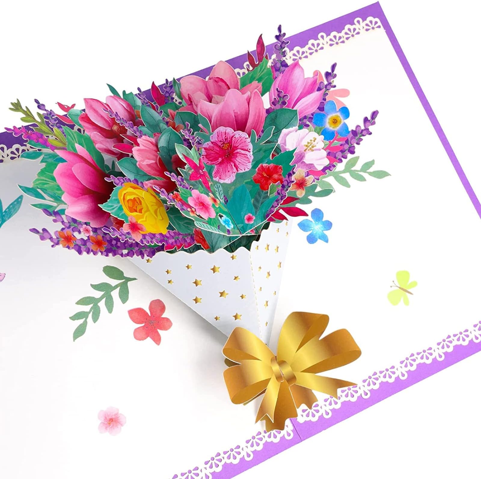 3D Pop Up Greeting Card, Floral Design Handmade Bouquet Birthday Cards with Envelope, Blank Card, Valentine's Day, Christmas, Anniversary, Wedding, For Wife,Mom,Sister,Childs,Girlfriend