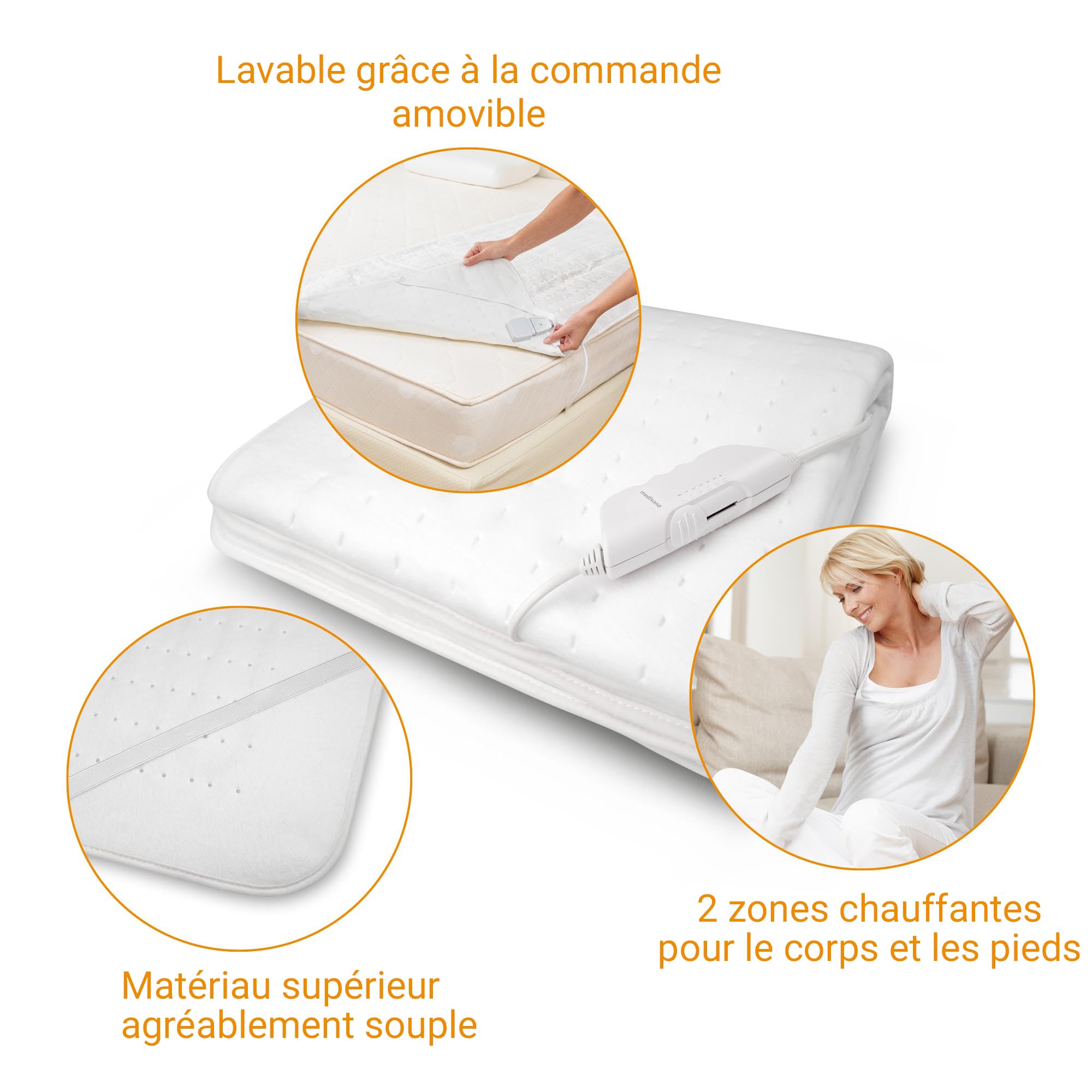 medisana HU 662 Sous-couverture électrique, 150 x 80 cm, arrêt automatique, protection contre la surchauffe, 6 réglages de température, lavable, chauffe-matelas adapté à tous les matelas standard | arrêt automatique, protection contre surchauffe, 6 niveau