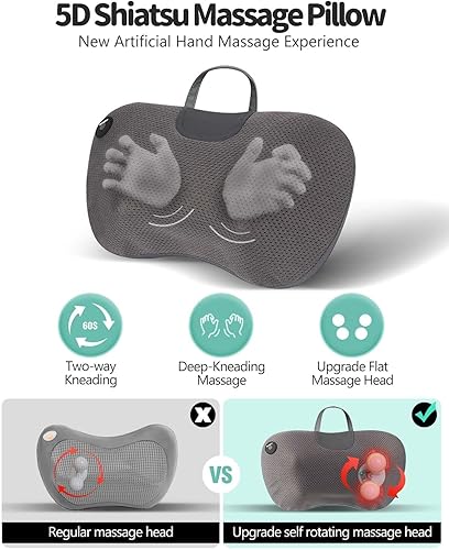 Miniatura 2 de Almohada masajeadora de espalda para aliviar el dolor de tejido profundo, masajeador Shiatsu de cuello y hombros con calor, almohada de masaje