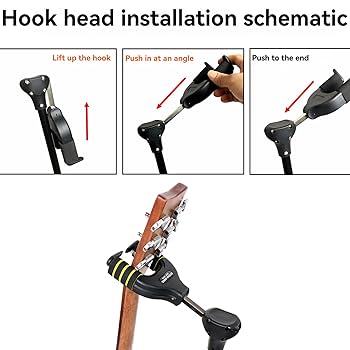 Amazon.co.jp: ギター＆ベーススタンド 自動ロック 吊り下げ式