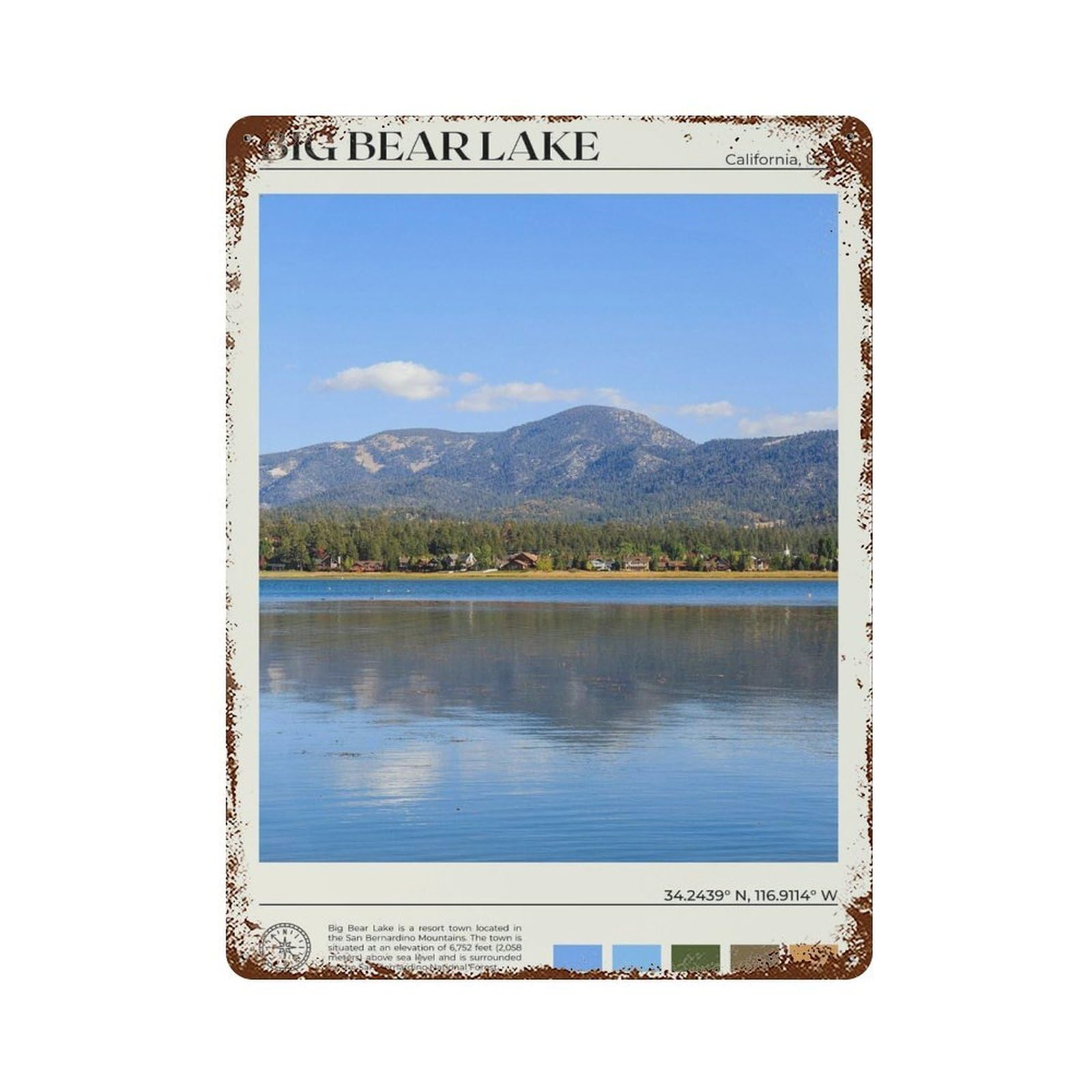 xiaoxiaoshen Real Photo Big Bear Lake Decor Wall Decor Art Metal Tin Poster Modern Home Decor Art Home Bar Shop Decorations Vintage Sign 40x30cm