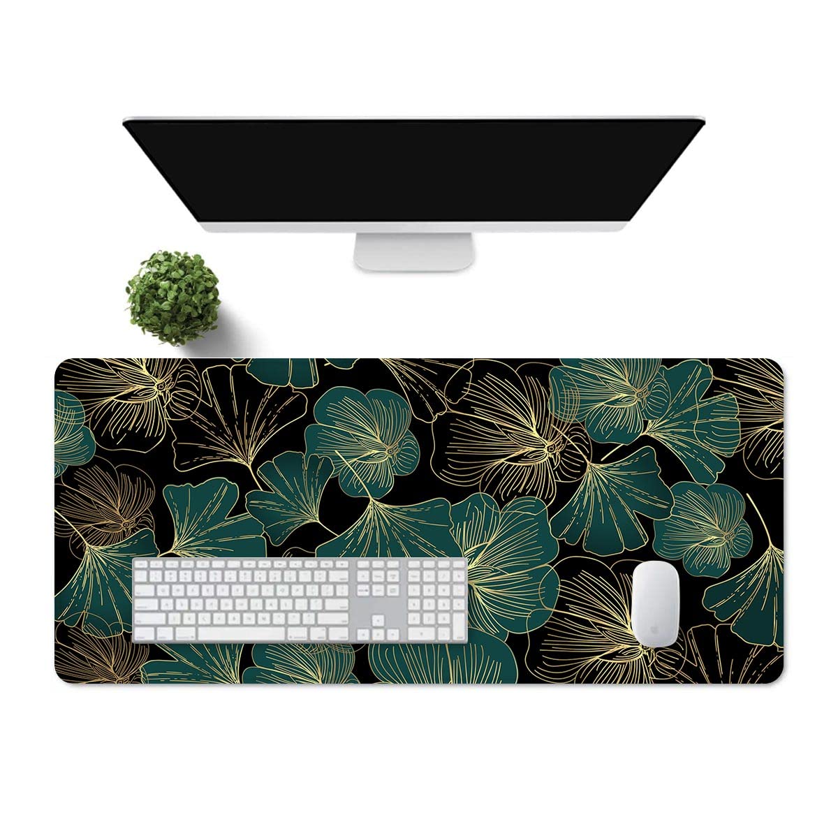 Ginkgo liść gamingowa podkładka pod mysz 80 x 30 x 0,30 cm antypoślizgowa klawiatura komputerowa podkładka pod laptopa do domowego biura gamingowego stołu warsztatowego BDZZMN2
