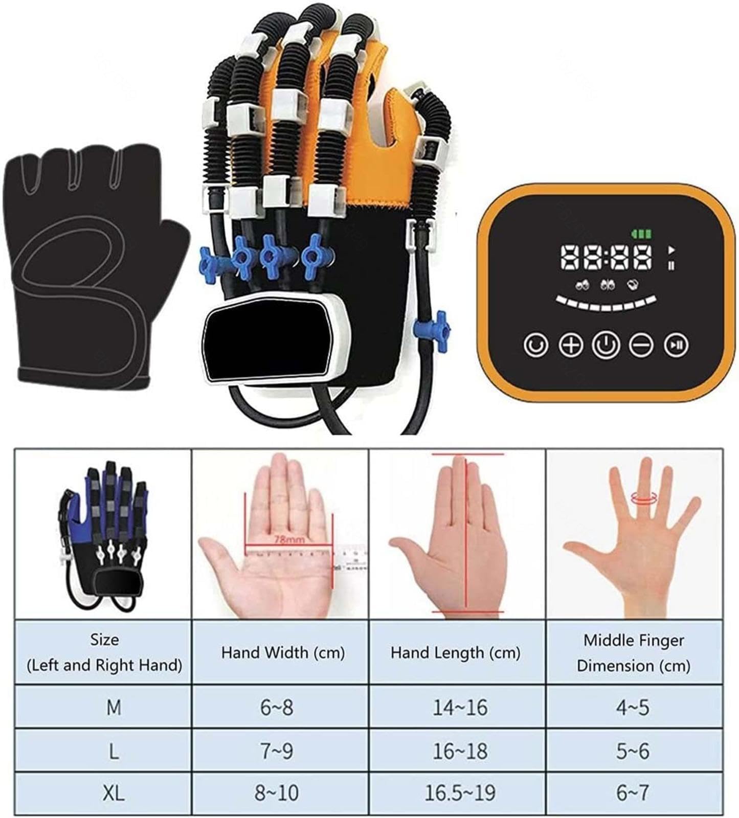 Disabilità Aids Riabilitazione Attrezzature Tastiera Correzione Esercizio con Funzione Mano Ictus Emiplegia con Touch Screen LCD/Temporizzazione/Intensità di Allenamento,Right-XL