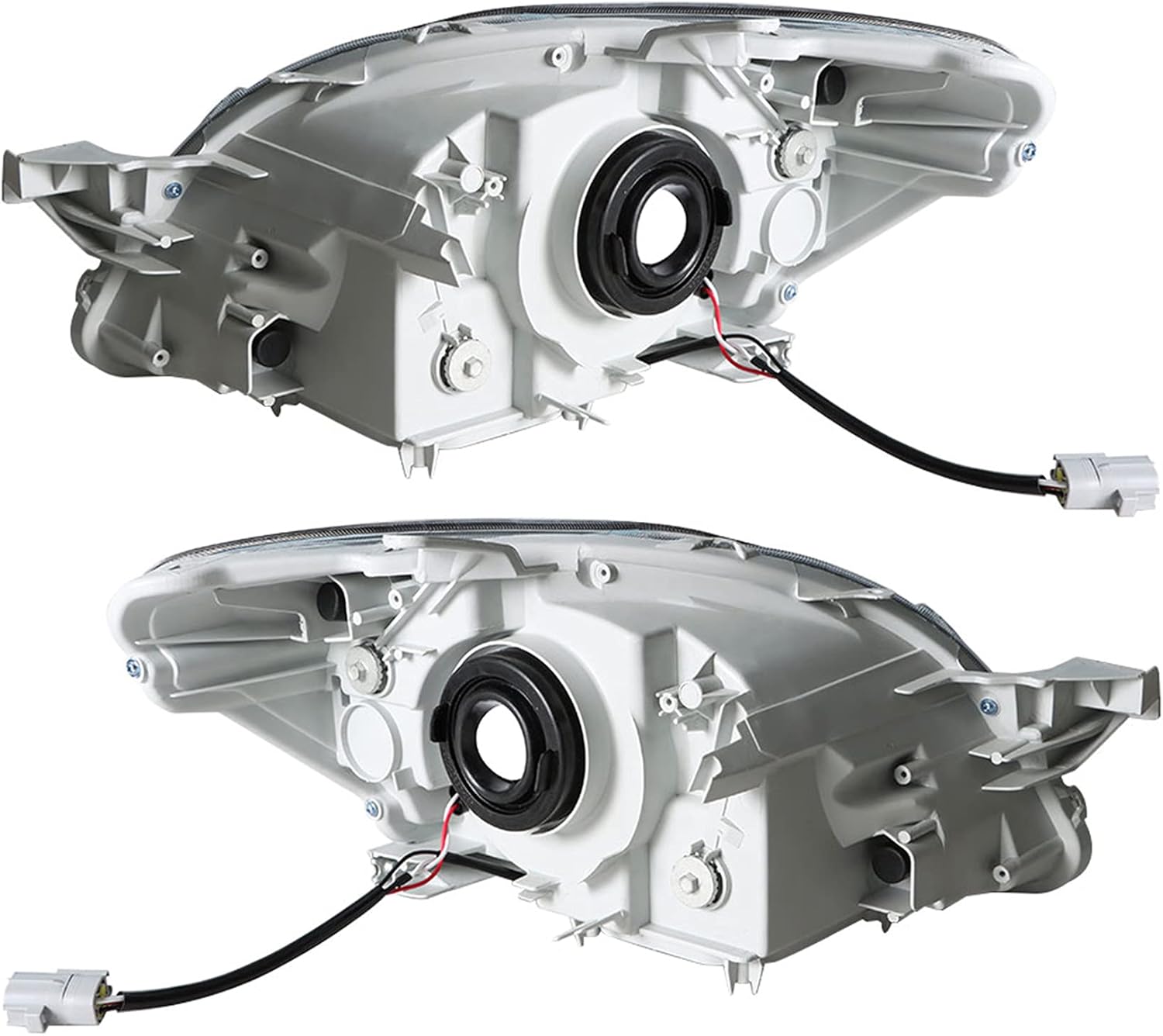 munirater Black Housing Headlights Headlamps Assembly Replacement for Yaris 2007-2011 Base Sedan 4-Door with Amber Corner Driver & Passenger Side TO2518108 TO2519108