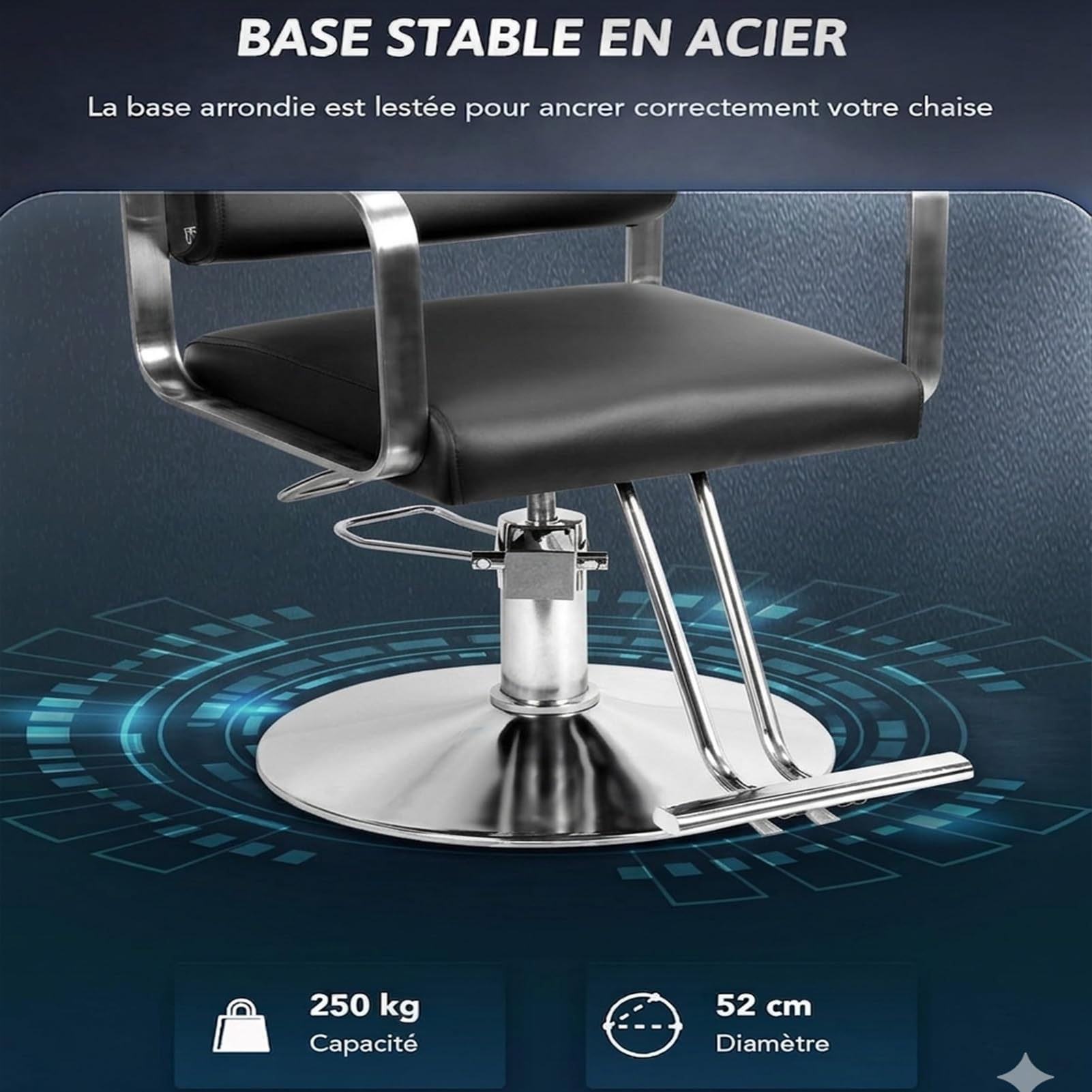 Friseurstuhl 250 kg Tragkraft 360° Drehbar 15cm Höhenverstellbar Hydraulischer Frisörstuhl mit Stahlsockel für Schönheitssalon Tattoo-Studio (Barber Stuhl B)