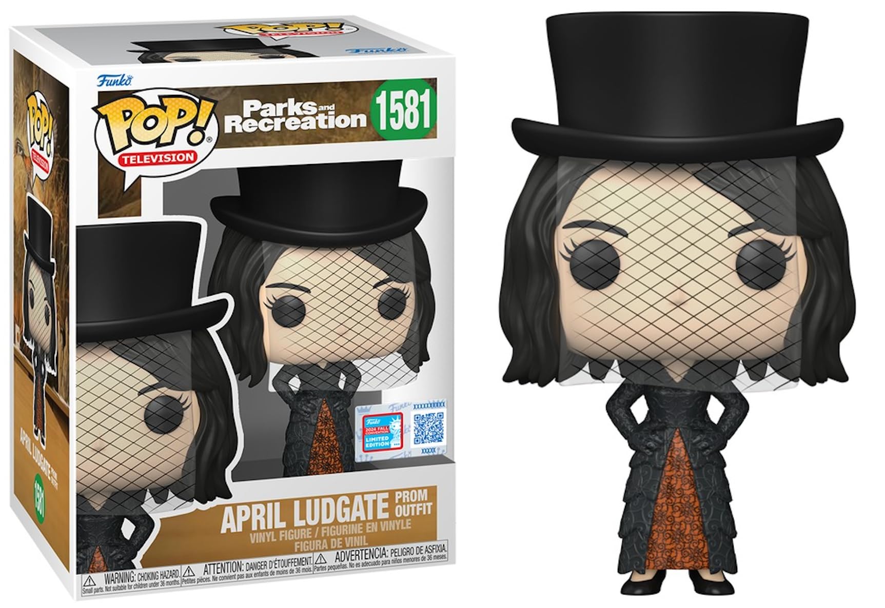 Funko Pop! Television Parks and Recreation April Ludgate in Prom Outfit, Vinyl Figure #1581, Fall Convention Limited Edition