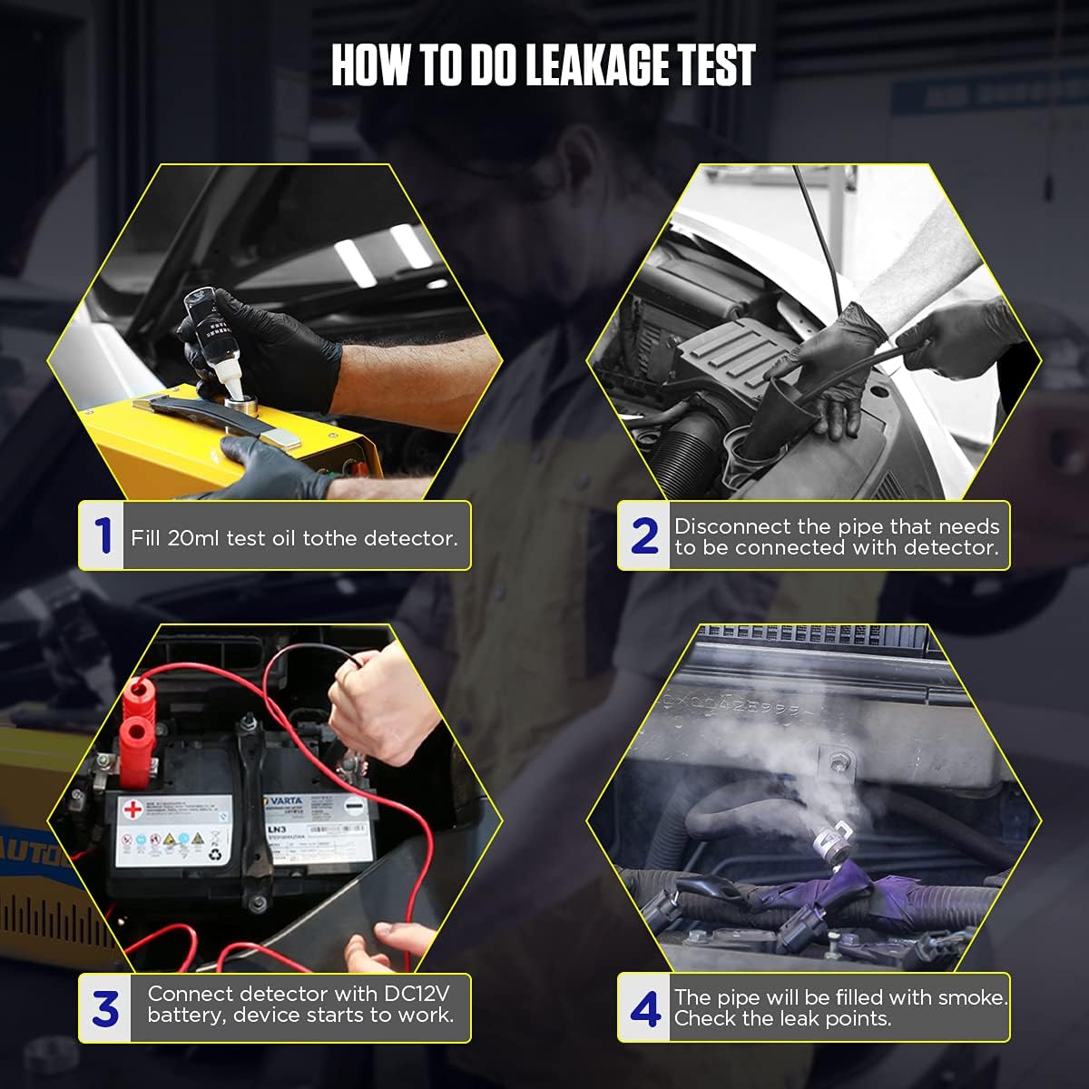 AUTOOL SDT205S Car EVAP Smoke Machine Leak Detector DC 12V, Automotive Fuel Pipe Leakage Diagnostic Tester / Locator with Adjustable Flowmeter/Dual-Modes /Display for All Vehicles