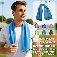 Vista 4 de Toallas de enfriamiento de 43.3 x 15.7 pulgadas, toalla de hielo, toalla de sudor, toallas de enfriamiento para cuello y cara, envolturas