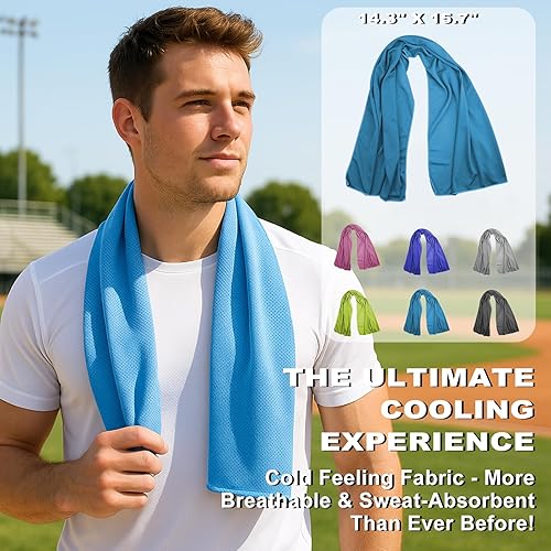 Miniatura 4 de Toallas de enfriamiento de 43.3 x 15.7 pulgadas, toalla de hielo, toalla de sudor, toallas de enfriamiento para cuello y cara, envolturas