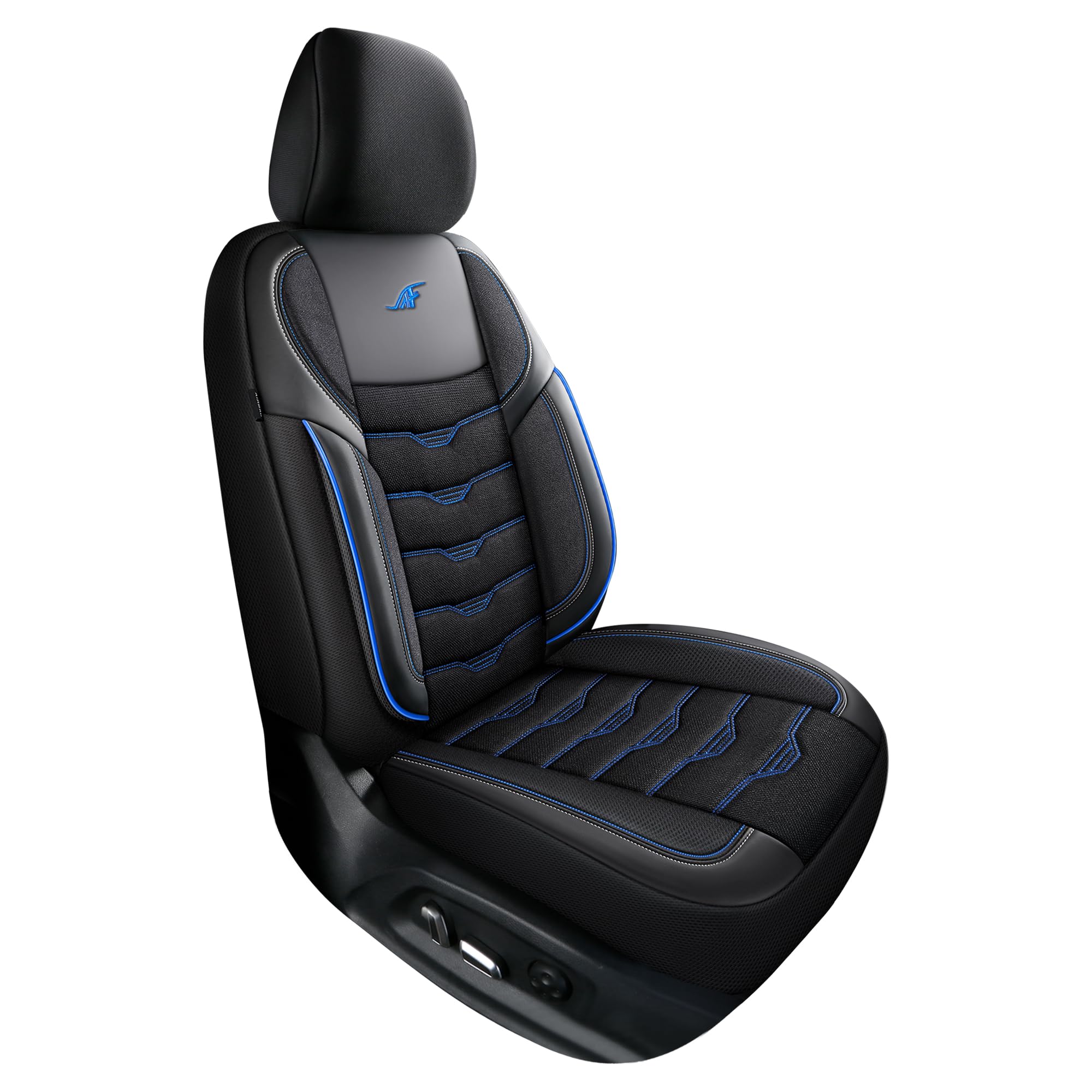 Couvre-sièges de voiture compatibles avec Hyundai Tucson TL 2015-2020 | Ensemble complet | Série AID | AID102 | Noir avec coutures bleues